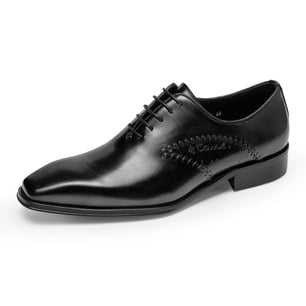 Men's Genuine Leather Square Toe Lace-Up Closure Formal Shoes