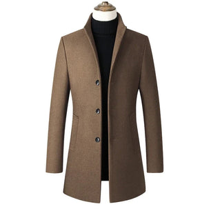 Men's Wool Turn-Down Collar Full Sleeves Single Breasted Coat