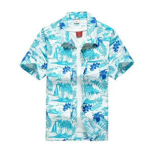 Men's Polyester Turn-Down Collar Short Sleeves Casual Wear Shirts