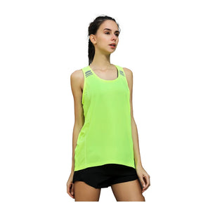 Women's Nylon O-Neck Sleeveless Breathable Yoga Gym Wear Tops