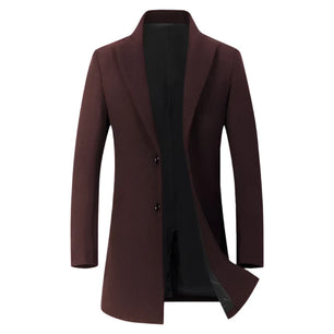 Men's Polyester Turn-Down Collar Full Sleeve Single Breasted Coat