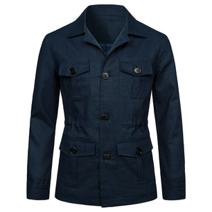 Men's Cotton Turn-Down Collar Full Sleeves Single Breasted Jacket