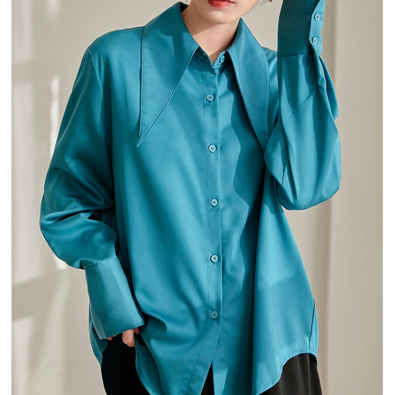 Women's Turn-down Collar Acetate Solid Pattern Elegant Blouses