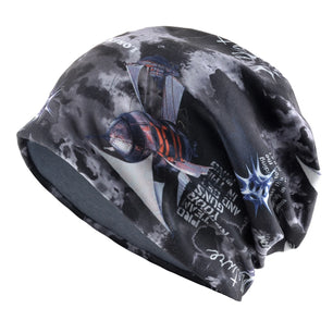 Men's Acrylic Skullies Beanies Printed  Pattern Winter Turban Cap