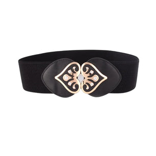 Women's PU Leather Buckle Closure Elastic Waistbands Trendy Belts