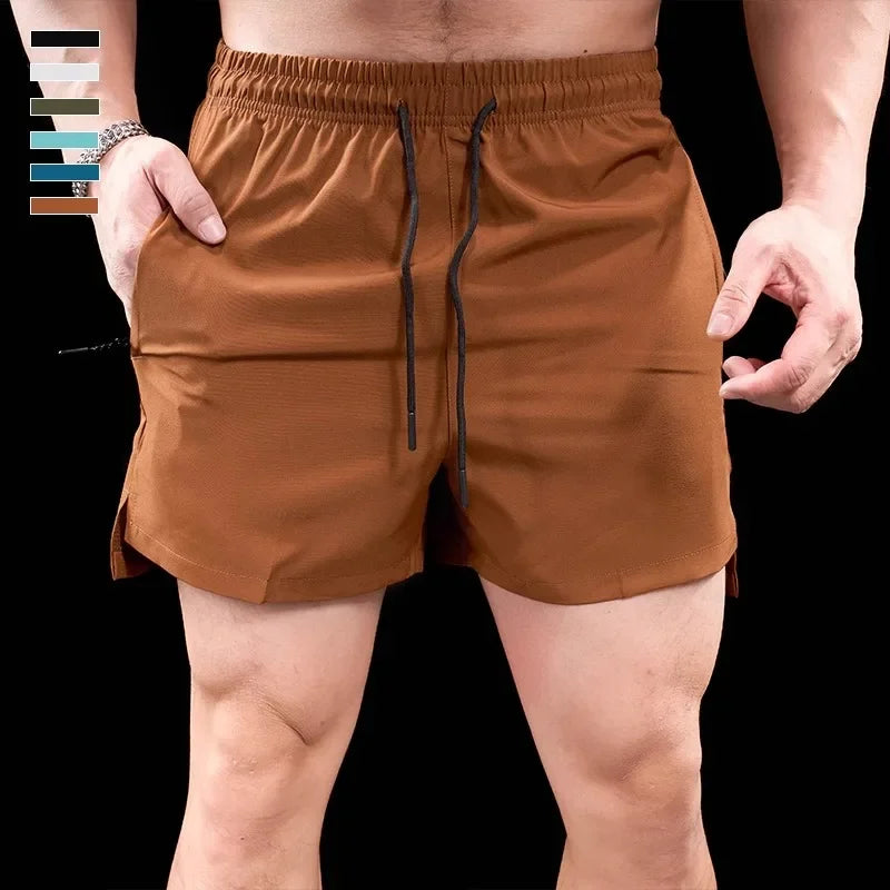 Men's Polyester Solid Pattern Breathable Fitness Sports Short