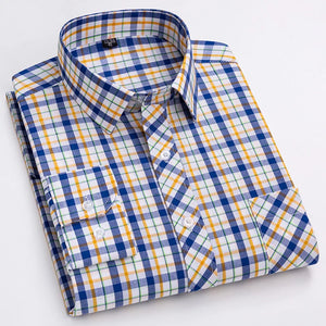 Men's 100% Cotton Single Breasted Full Sleeve Plaid Casual Shirt