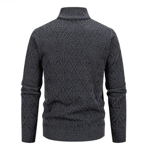 Men's Polyester Mandarin Collar Full Sleeves Zipper Sweater