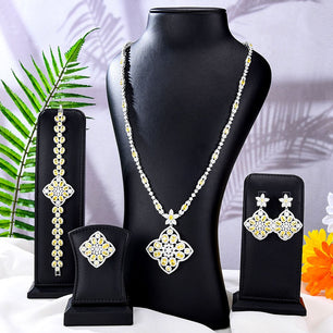 Women's Copper Cubic Zirconia Wedding Geometric Jewelry Set