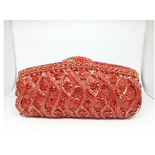 Women's Metallic Hasp Closure Rhinestone Bridal Wedding Clutch