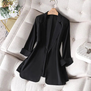 Women's Polyester Notched Collar Long Sleeves Casual Blazer