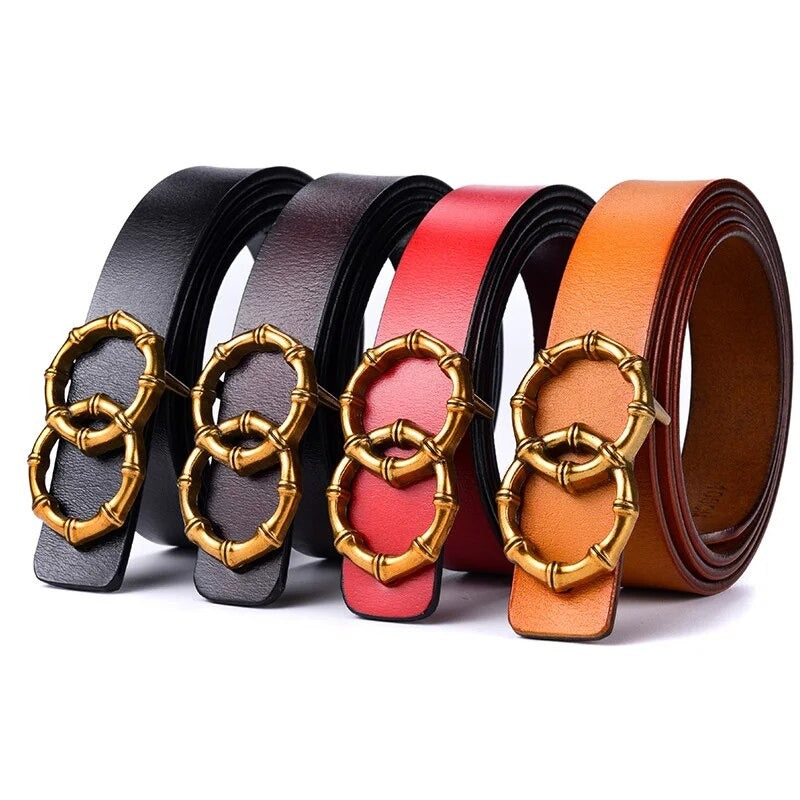 Women's Split Leather Buckle Closure Solid Pattern Casual Belts