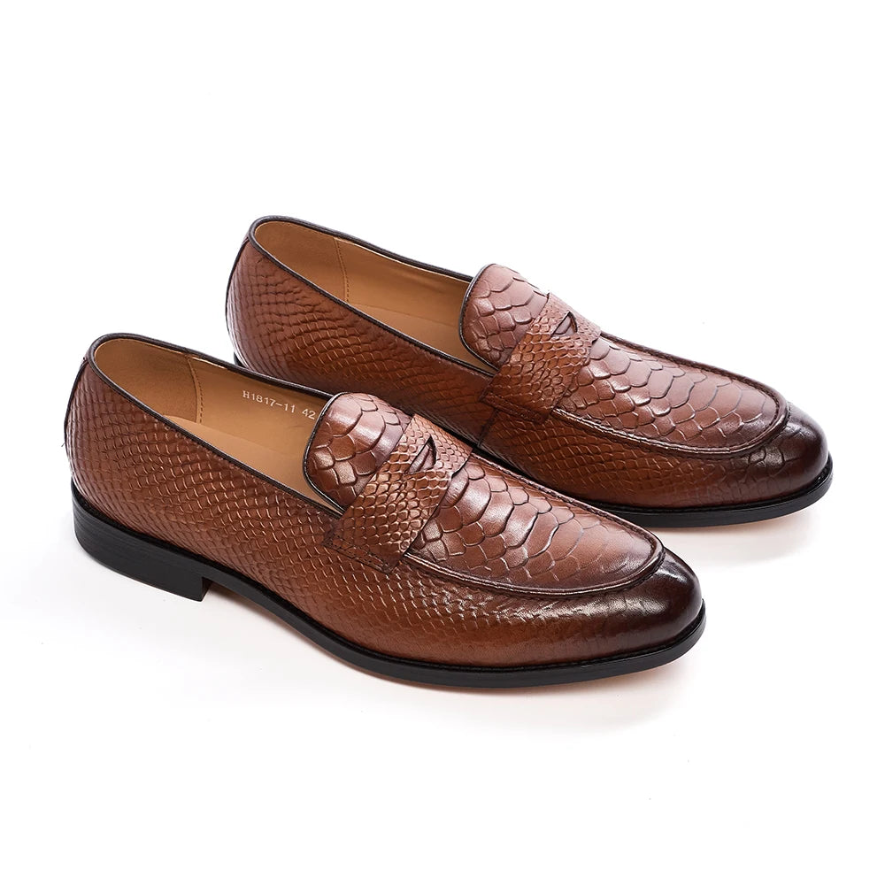 Men's Genuine Leather Pointed Toe Slip-On Closure Formal Shoes