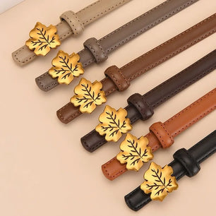 Women's Split Leather Buckle Closure Solid Pattern Trendy Belts