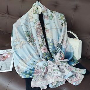 Women's Polyester Neck Wrap Printed Pattern Trendy Beach Scarves