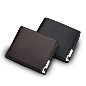 Men's PU Leather Solid Pattern Card Holder Mini Trendy Wallets