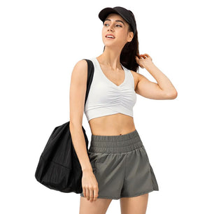 Women's V-Neck Spandex Shockproof Quick-Dry Yoga Crop Top