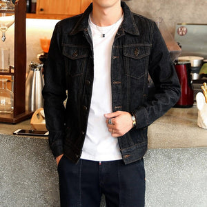 Men's Cotton Turn-Down Collar Single Breasted Plain Casual Jacket