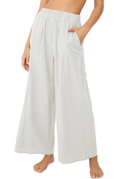 Women's Polyester Elastic Closure High Waist Casual Wear Trousers