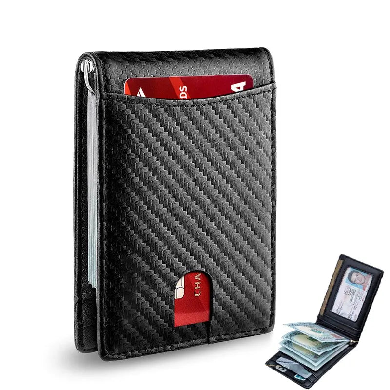 Men's PU Leather Patchwork Pattern Card Holder Trendy Wallets