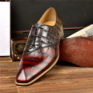 Men's Genuine Leather Pointed Toe Lace-up Closure Formal Shoes