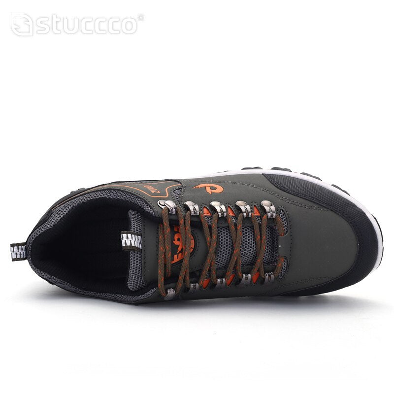 Men's PU Round Toe Breathable Lace Up Casual Walking Sneakers