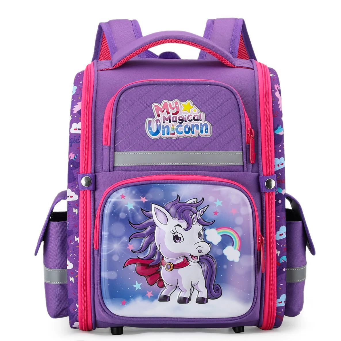 Kid's Nylon Waterproof Zipper Closure Cartoon School Backpack