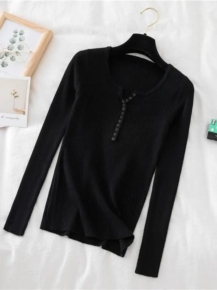 Women's Polyester V-Neck Full Sleeves Solid Pattern Sweater