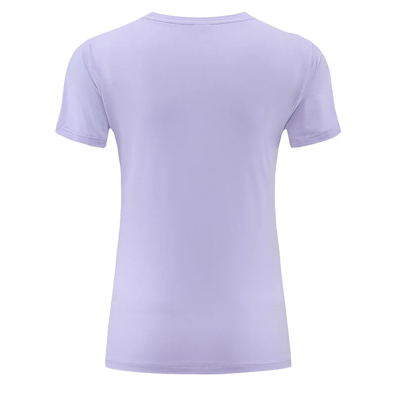 Women's O-Neck Nylon Short Sleeves Yoga Fitness Sport Tops