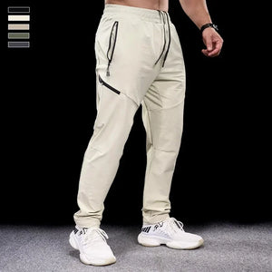 Men's Spandex Drawstring Closure Quick-Drying Gymwear Trousers