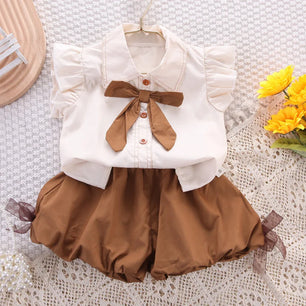 Kid's Polyester Turn-Down Collar Short Sleeve Casual Wear Clothes