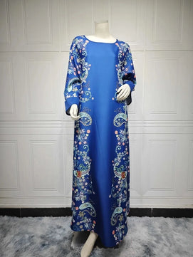 Women's Arabian Polyester Full Sleeves Floral Pattern Dress