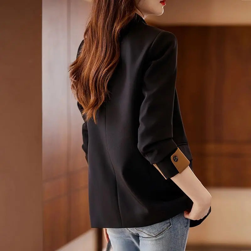 Women's Notched Collar Long Sleeve Double Breasted Chic Blazer