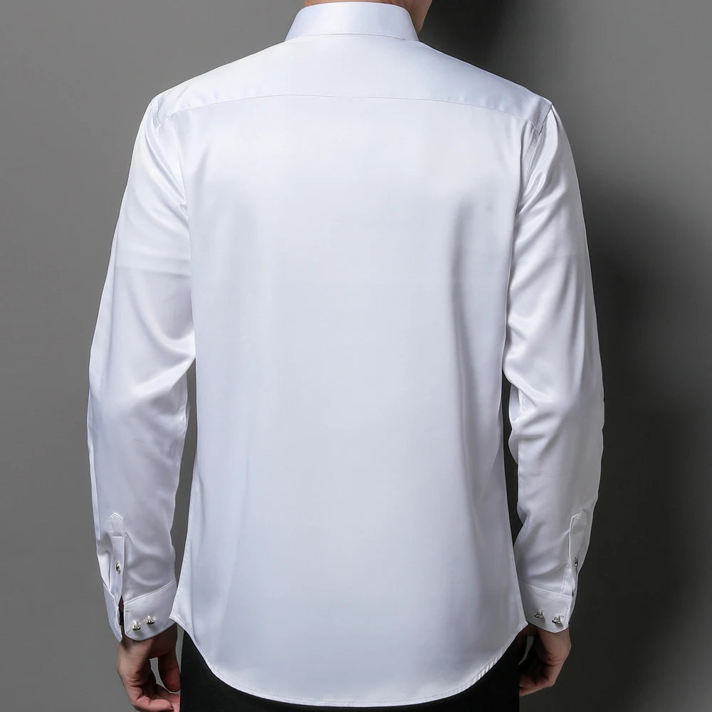 Men's Spandex Turn-Down Collar Full Sleeve Single Breasted Shirt