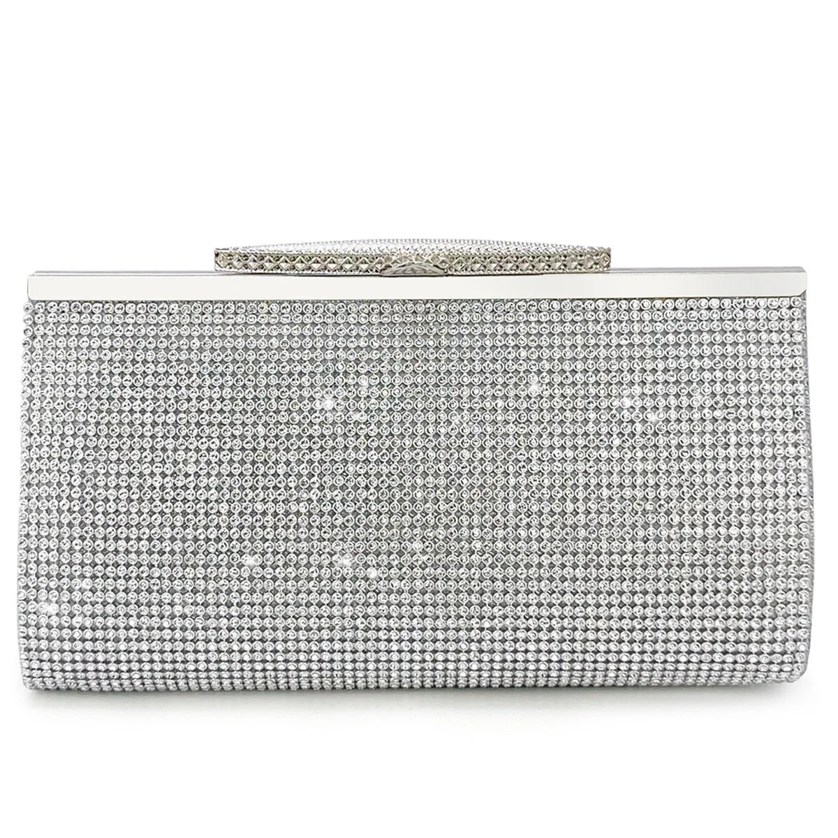 Women's Metallic Hasp Closure Rhinestone Trendy Wedding Clutch