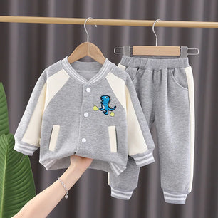 Kid's Cotton V-Neck Long Sleeves Pullover Closure Casual Clothes