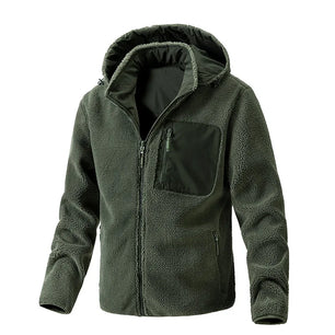 Men's Polyester Full Sleeves Zipper Closure Solid Hooded Jacket