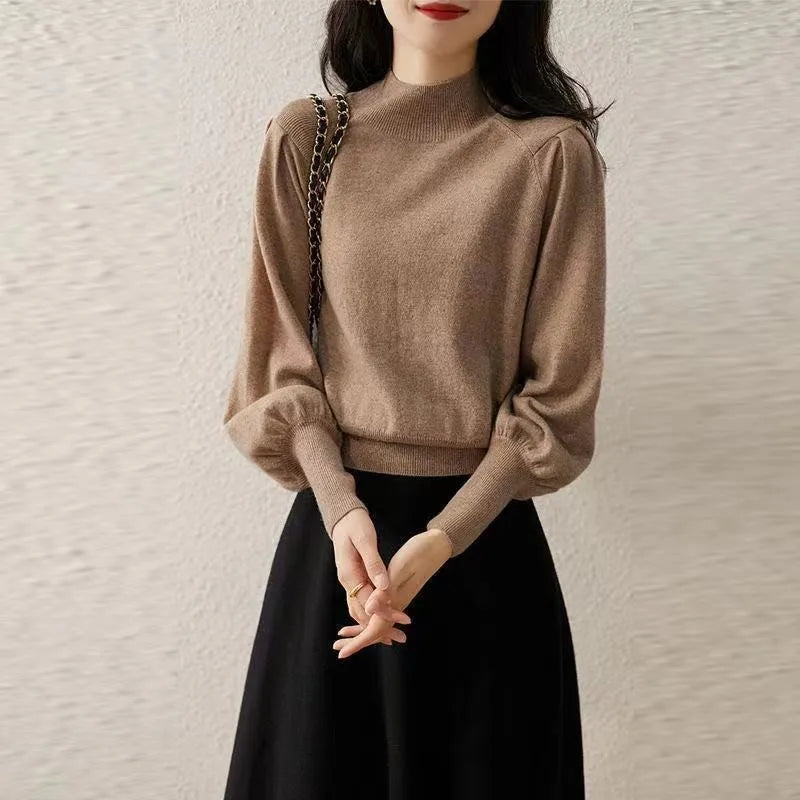 Women's Acrylic Turtleneck Full Sleeves Solid Pattern Sweater