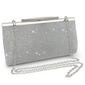 Women's Metallic Hasp Closure Rhinestone Trendy Wedding Clutch