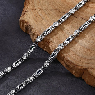 Men's 100% 925 Sterling Silver Link Chain Geometric Necklace