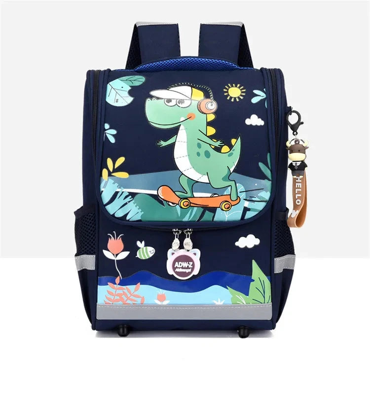 Kid's Nylon Zipper Closure Animal Pattern Trendy School Backpack