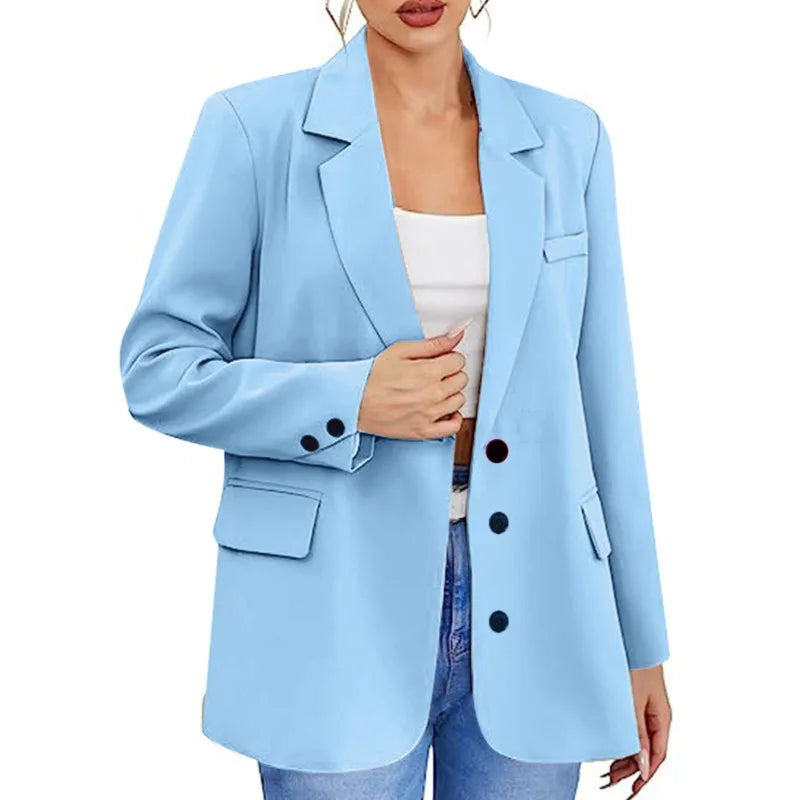 Women's Notched Collar Long Sleeve Single Breasted Casual Blazer