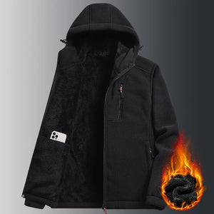 Men's Polyester Long Sleeves Solid Pattern Trendy Hooded Jacket