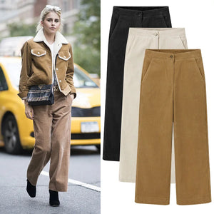 Women's Polyester Mid Waist Elastic Waist Closure Casual Trousers