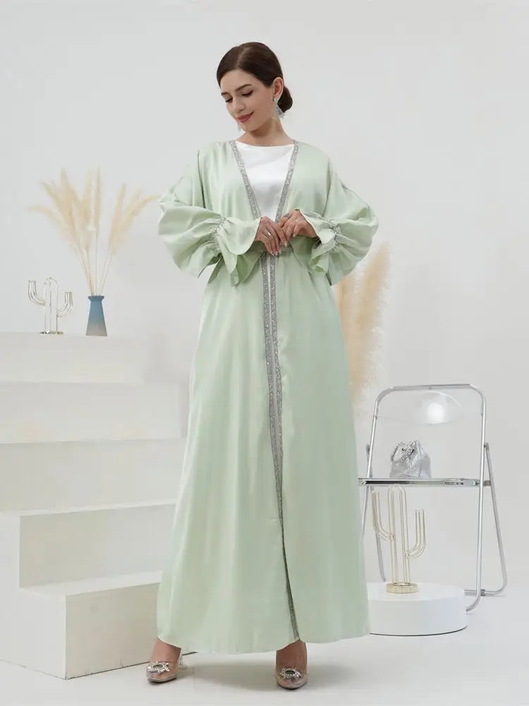 Women's Arabian V-Neck Polyester Full Sleeve Plain Pattern Abaya