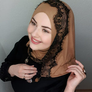 Women's Arabian Modal Quick-Dry Luxury Lace Pattern Trendy Hijabs