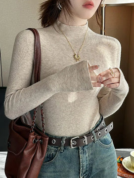 Women's Polyester Turtleneck Full Sleeves Solid Pattern Sweater