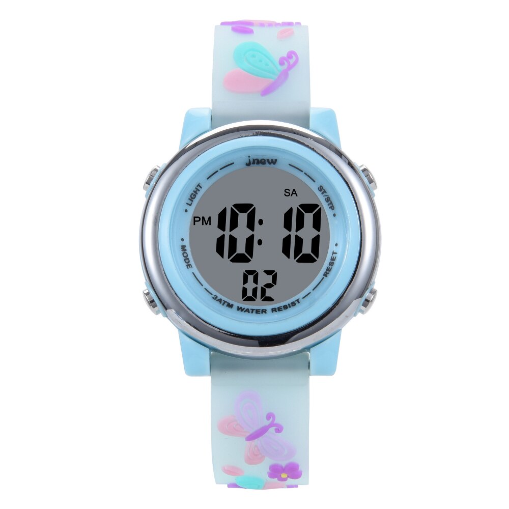 Kid's Alloy Case Buckle Clasp Digital Waterproof Round Watches