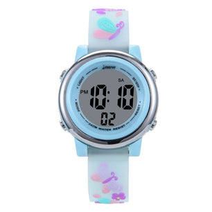 Kid's Alloy Case Buckle Clasp Digital Waterproof Round Watches