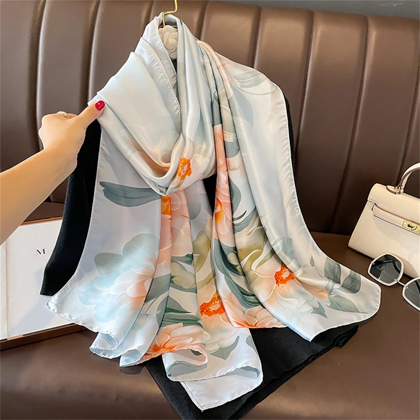 Women's Silk Head Wrap Printed Pattern Trendy Beach Scarves